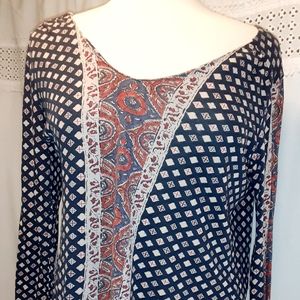 Lucky Brand S Crop Top High Low Lomg Sleeve Shirt